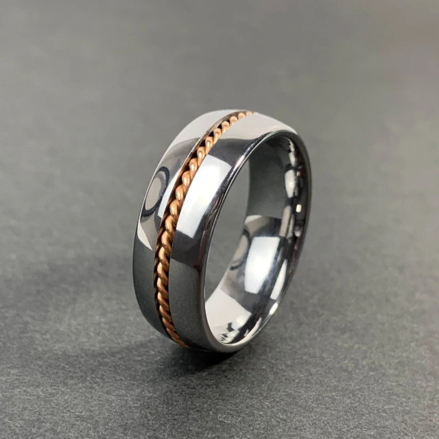 Men's Tungsten Ring Gold Guitar String Inlay Classic Casual Romantic Fashionable Silver Engagement Party Anniversary Free