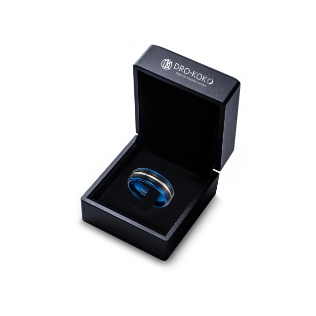 Hot Selling New Design Black and Blue Tungsten Carbide Ring Mens