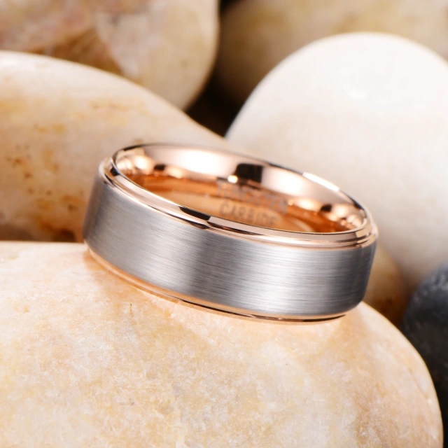 Basic Design Women Men Tungsten Engagement Band Matte Brushed 18K Rose Gold Wedding Rings Fashion Jewelry Tungsten Carbide Ring