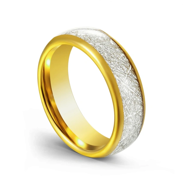 24K 18K Gold Ring Tungsten 6mm New Design Sliver and Gold Tungsten Ring Man