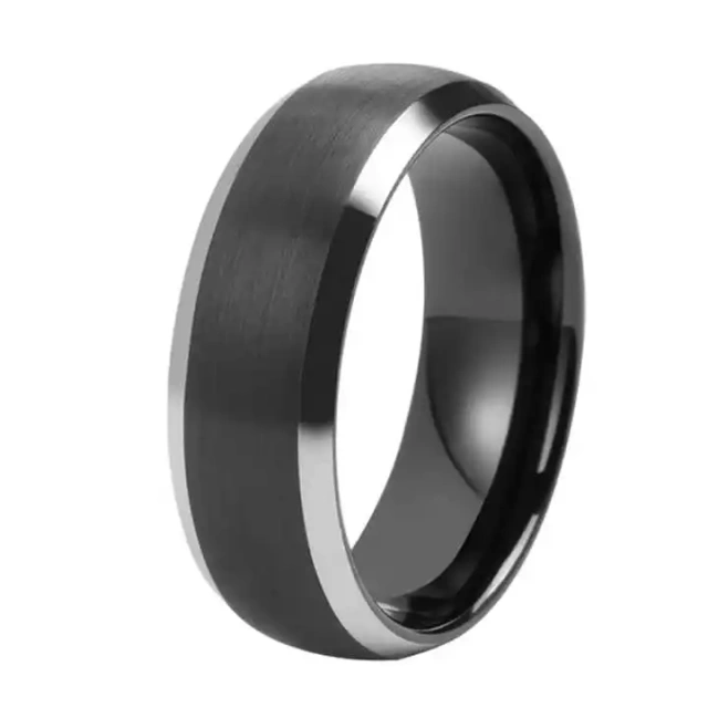 7mm Mirror Polish Tungsten Rings - Grooved Steel Band - Ouyuan