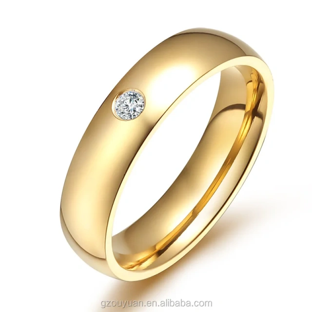 Ouyuan Jewelry 4mm Set With Single Zircon Tungsten Steel Ring Korean Version of Lady's Rose Gold Ring