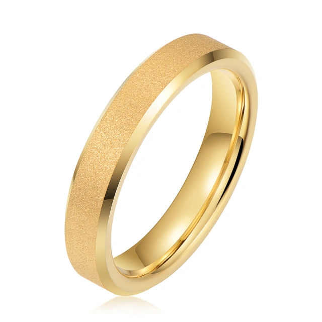 Custom Classic Style 4mm Center Matte Finish Rose Gold Plated Tungsten Ring for Men Women Couple Set Wedding Rings