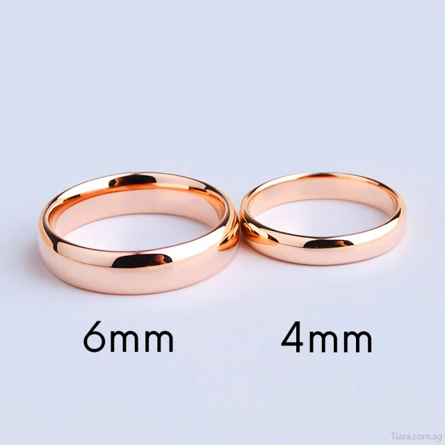 Custom Logo Rose Gold Plated Rings - Polished Tungsten - Ouyuan