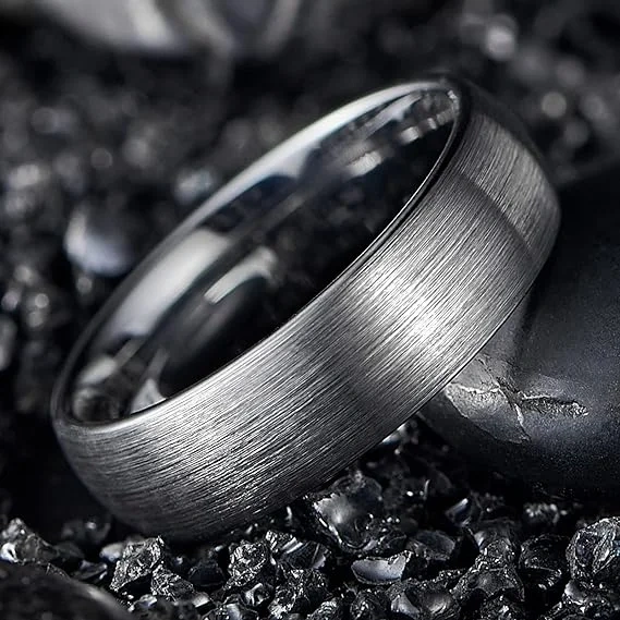 Custom Tungsten Jewelry Simple Design 7MM Men Rings Brushed Tungsten Ring Tungsten Wedding Ring Silver Fashion Jewelry
