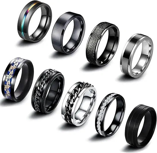 China Fastory Wholesale Price Bule and Silver Plated Men and Women Tungsten Wedding Band Ring 6mm 4mm 8mm