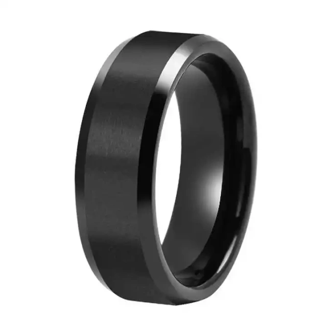 7mm Mirror Polish Tungsten Rings - Grooved Steel Band - Ouyuan