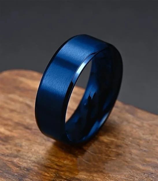 Wholesale Price Luxury Blue Plated 8mm 6mm 4mm Matted Men Tungsten Carbide Rings Wedding Band Fashion Men Jewelry