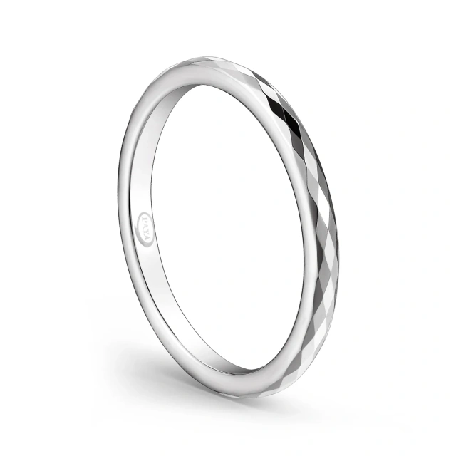 Faceted Women Rings Rose Gold Tungsten Wedding Ring Hammer Gold 18k in China Factory