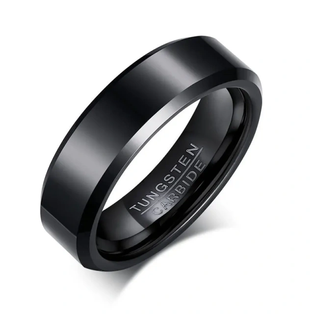 Men's Ring Wedding Engagement Ring for Men Jewelry Tungsten Carbide Black 6mm Wedding Bands or Rings Women's Bar Setting