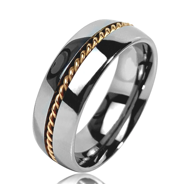Men's Tungsten Ring Gold Guitar String Inlay Classic Casual Romantic Fashionable Silver Engagement Party Anniversary Free