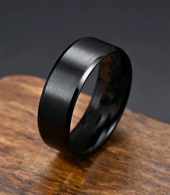 Wholesale Price OEM logo Black Plated Matted Men Tungsten Carbide Rings Wedding Band for Men Fashion Men Jewelry