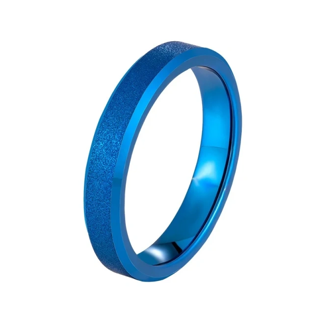 Men's Jewelry Tungsten Carbide Blue and Gold Ring Simple Blue Fashionable High-grade Personality 4mm Men and Women Ring