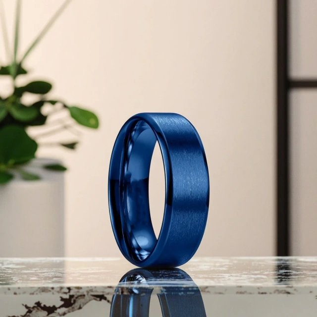 Wholesale Price Luxury Blue Plated 8mm 6mm 4mm Matted Men Tungsten Carbide Rings Wedding Band Fashion Men Jewelry