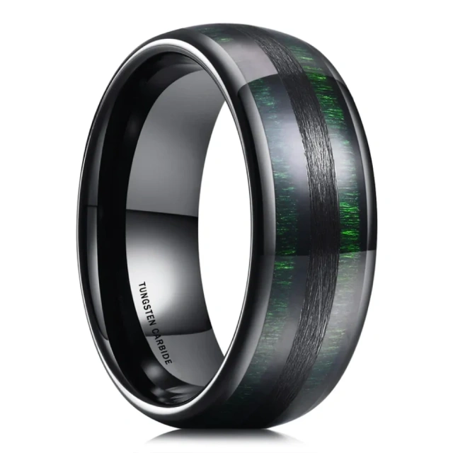 Fashion Fine Jewelry 8mm Black Tungsten Ring for Women Men Engagement Wedding Band Laser Engraved Beveled Polished Comfort Fit