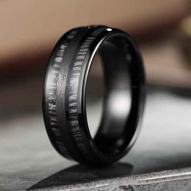 Factory Sell Tungsten Ring Wood Black with Inlay Wooden Matt Surface Tungsten Carbide Rings