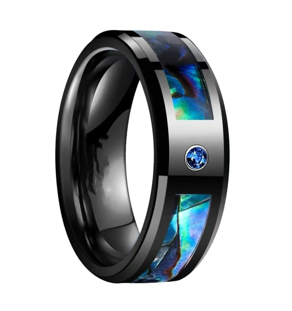 Tungsten Steel Purple Black Shell Blue Color Shell Ring Europe and America Men's New Personalized Gift Customization Wholesale