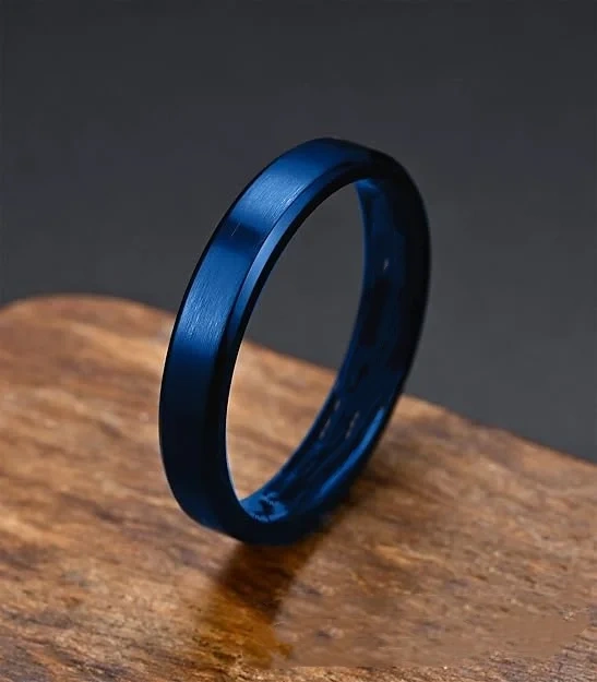 Wholesale Price Luxury Blue Plated 8mm 6mm 4mm Matted Men Tungsten Carbide Rings Wedding Band Fashion Men Jewelry