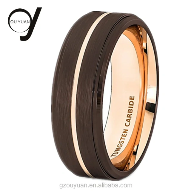 Fashion Jewelry 2022 Tungsten Carbide Ring 8MM Rose Gold Brushed Tungsten Band Couple Ring Tungsten Women Ring