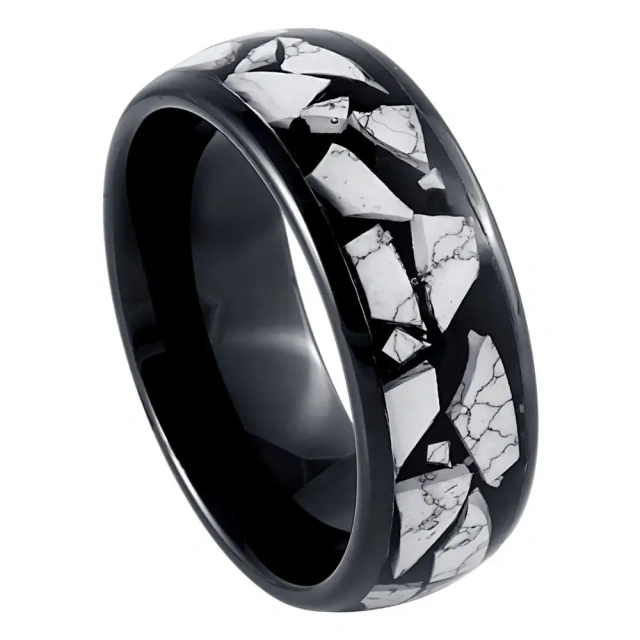 Tungsten Steel Ring Inlay Stone Black Plated Gold Plated Men Fashion Jewelry 8mm 6mm Comfort It Ring