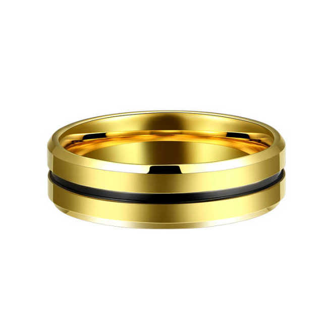 Luxury Black Gold Tungsten Ring Anillos De Hombre Yellow Tungsten Rings for Men