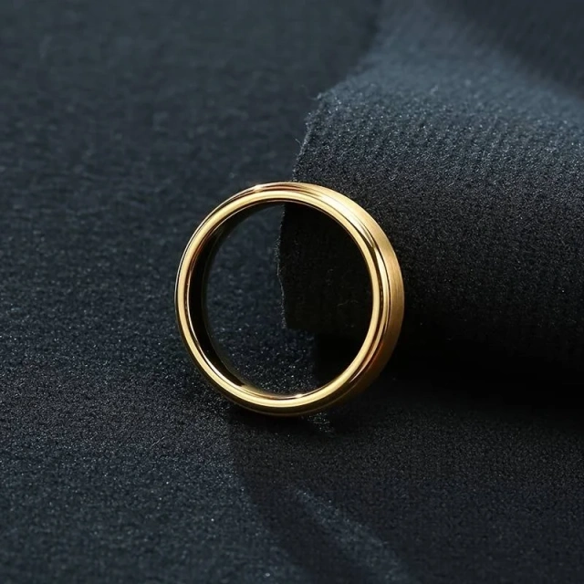 Wholesale Luxury Jewelry Lower Price Handmade 6MM Tungsten Carbide Brushed Men Gold Rings Custom Tungsten Ring Gold Wedding Ring