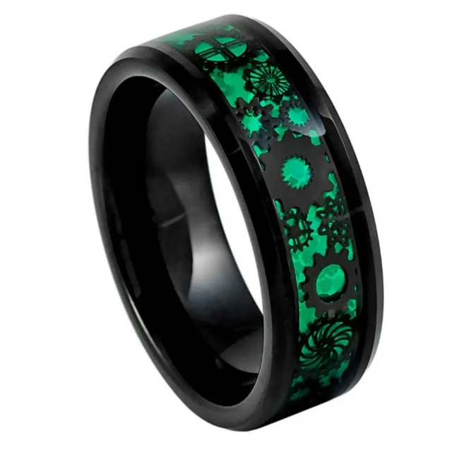 Ouyuan Jewelry Comfort It 8mm Men's Wedding Ring Dragon Tungsten Rings Green Fashion Men Rings