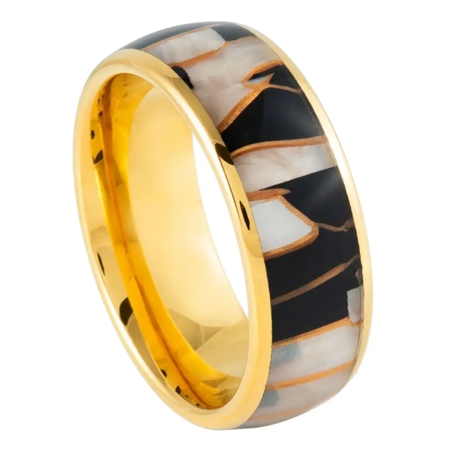 Tungsten Steel Ring Inlay Stone Black Plated Gold Plated Men Fashion Jewelry 8mm 6mm Comfort It Ring