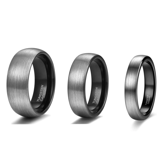 Custom Tungsten Jewelry Basic 4mm 6mm 8mm Men Wedding Bands Brushed Tungsten Ring Fashion Rings Black Tungsten Carbide Rings