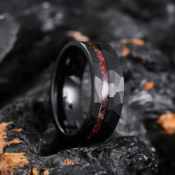 Wholesale Black Plated Tungsten Ring Wood Inlay Men Tungsten Carbide Rings Fine Jewelry Ring