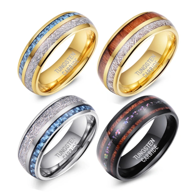 Wholesales Price 8mm Tungsten Carbide Inlay Opal Stone Wedding Band Men Rings Fashion Jewelry Rings