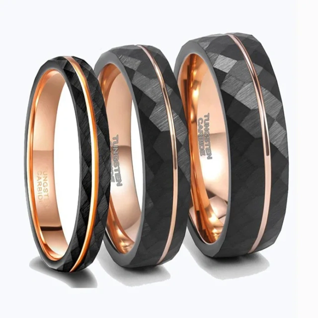 Unisex Tungsten Carbide Rings Gold Plated Engagement Party Anniversary Jewelry for Men Man's Tungsten Rings