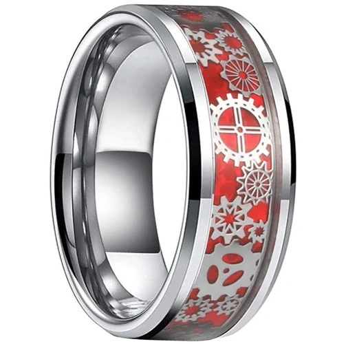 Wholesale Price Tungsten Carbide Band Steampunk Gear Inlay 8mm Men Women Wedding Rings Fashion Ring for Couple Jewelry Gift