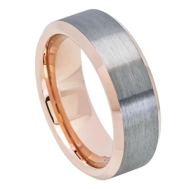 Custom Fashion Jewelry Set Rose Gold Plated Silver Mens Wedding Rings Band Tungsten Rings for Men Women Couple