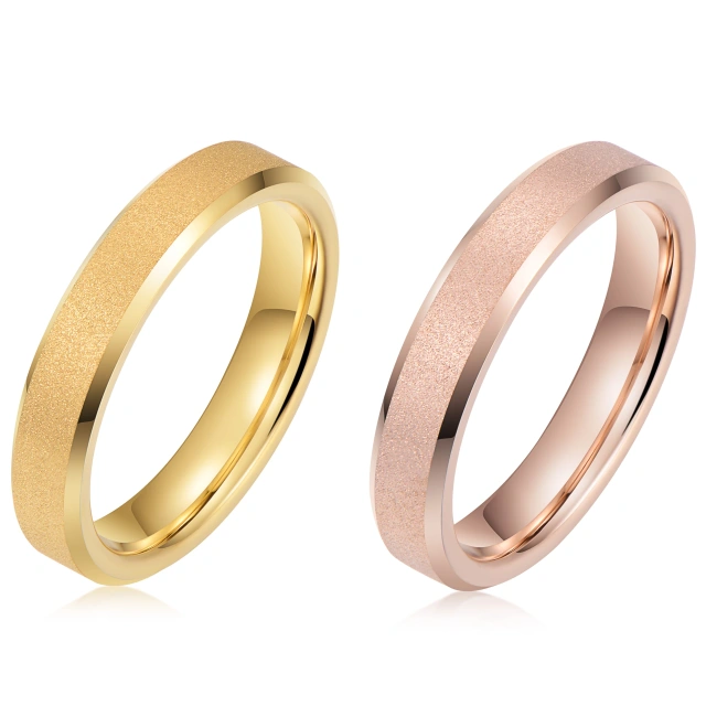 Custom Classic Style 4mm Center Matte Finish Rose Gold Plated Tungsten Ring for Men Women Couple Set Wedding Rings