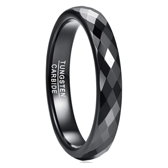 Trending High Polished Simple 4MM Tungsten Carbide Men Jewelry Custom Men Rings Tungsten Fashion Women Rings Black