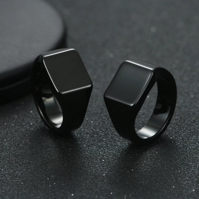 Ouyuan Jewelry Men's Wedding Rings Black Tungsten Steel Wholesale Boys Tungsten Rings