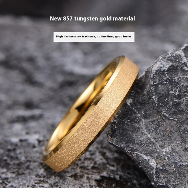 Men's Jewelry Tungsten Carbide Blue and Gold Ring Simple Blue Fashionable High-grade Personality 4mm Men and Women Ring