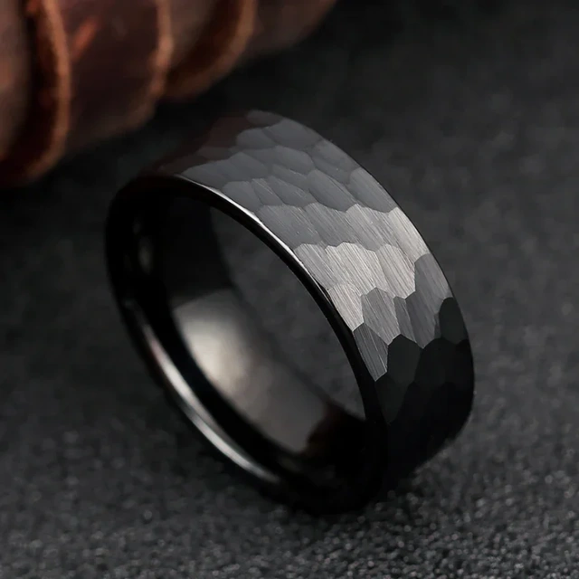 Fashion Fine Jewelry 8mm Black Tungsten Ring for Women Men Engagement Wedding Band Laser Engraved Beveled Polished Comfort Fit
