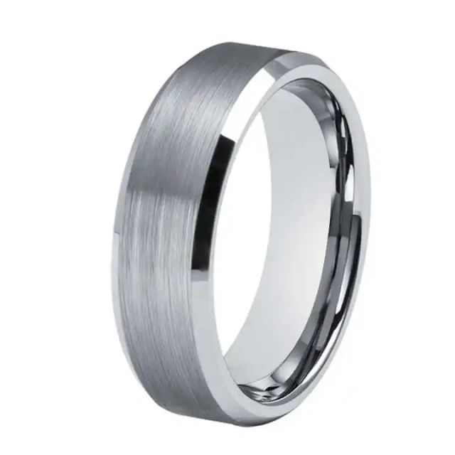 7mm Mirror Polish Tungsten Rings - Grooved Steel Band - Ouyuan