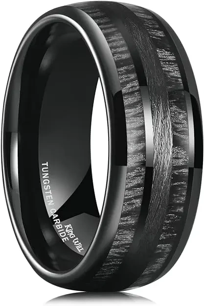 Factory Sell Tungsten Ring Wood Black with Inlay Wooden Matt Surface Tungsten Carbide Rings