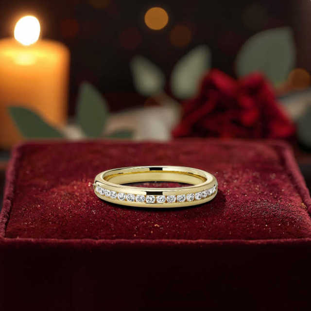 Fashion Jewelry Gold Plated Diamond Tungsten Carbide Wedding Rings 18K Couple Set for Men and Women