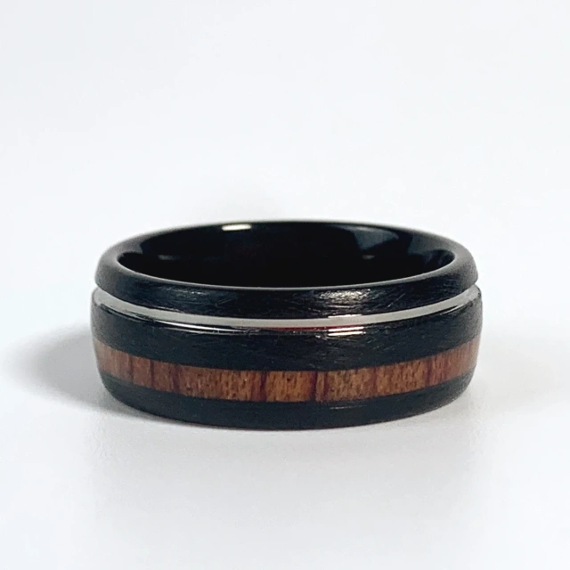 Mens Jewelry Whiskey Barrel Wood and Deer Antler Inlay Tungsten Wedding Band Ring