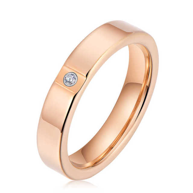 Fashion Rings Wholesale Custom Ready to Ship 4mm Tungsten Ring Women Wedding 18K Rose Gold Rings