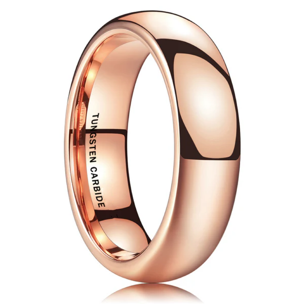 Ouyuan Jewelry Rose Gold Tungsten Ring Polished for Couples Engagement Wedding Band Alliance
