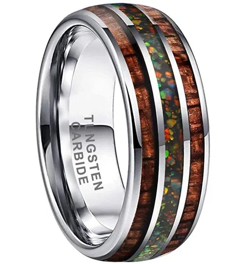 Inlay Wooden groove Tungsten Carbide Rings for Men Rings Fine Jewelry for Hot Selling