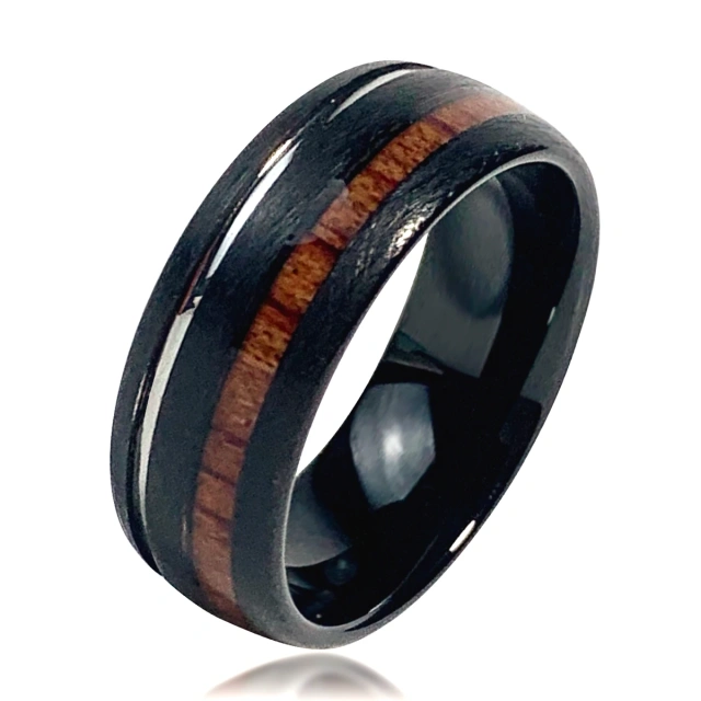 Mens Jewelry Whiskey Barrel Wood and Deer Antler Inlay Tungsten Wedding Band Ring