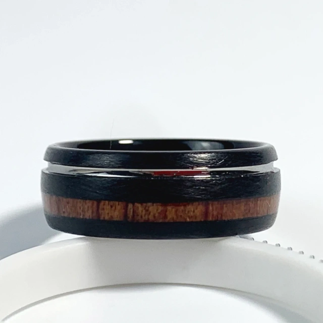 Mens Jewelry Whiskey Barrel Wood and Deer Antler Inlay Tungsten Wedding Band Ring