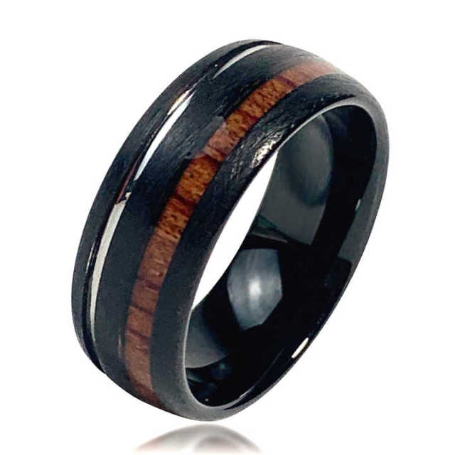 Mens Jewelry Whiskey Barrel Wood and Deer Antler Inlay Tungsten Wedding Band Ring