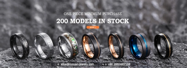 Wholesale Custom Fashion Rings 8mm Beveled Polished Mexican Acacia Wood Inlay Blue Tungsten Rings for Men Wedding Band